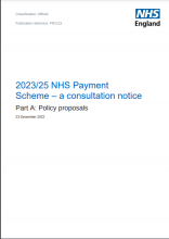 2023/25 NHS Payment Scheme – a consultation notice Part A: Policy proposals